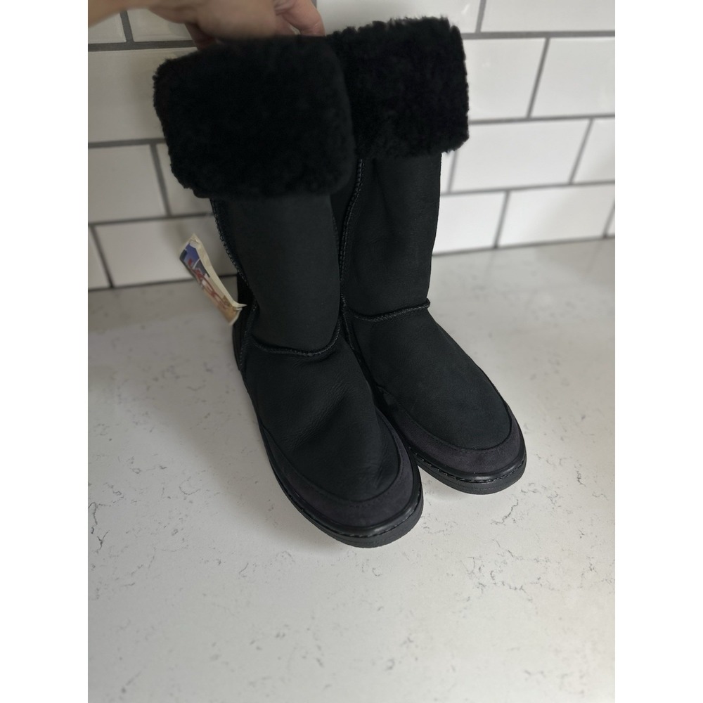 Vintage Original UGG Australia Ultra Tall Boots Black Sheepskin M7 W8 NWT Box
